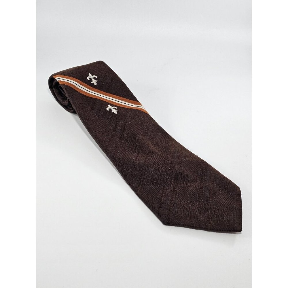 Don Loper VTG Brown 60s 70s  Stripe Poly Neck Tie 55" x 4"